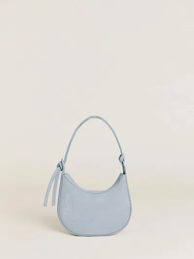 Reformation Mini Rosetta Shoulder Bag In Mist Suede