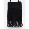 Reformation Valentina Mini Beaded Satin Shoulder Bag In Black