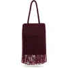 Reformation Valentina Mini Beaded Satin Shoulder Bag In Burgundy