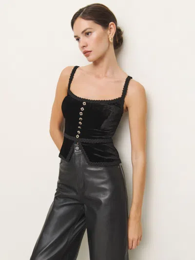 Reformation Minna Velvet Top In Black