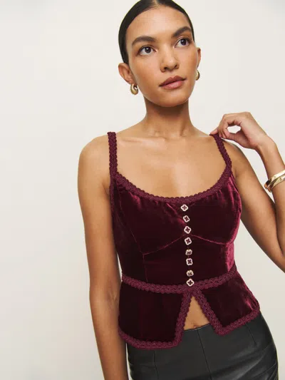 Reformation Minna Velvet Top In Chianti