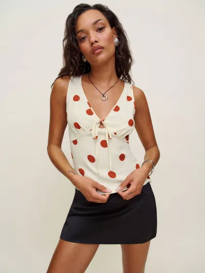Reformation Miri Top In Carmona Dot