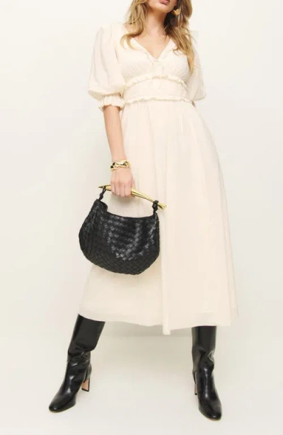 Reformation Mirielle Ruffle Puff Sleeve Organic Cotton Blend Dress
