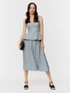 Reformation Misty Linen Two Piece In Slate Check