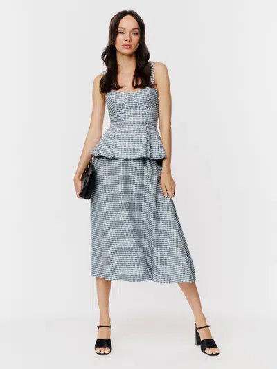 Reformation Misty Linen Two Piece In Slate Check
