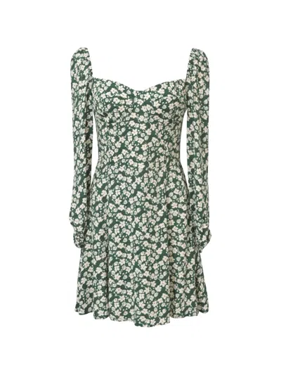 Pre-owned Reformation Mochi Floral-print Dress In Green