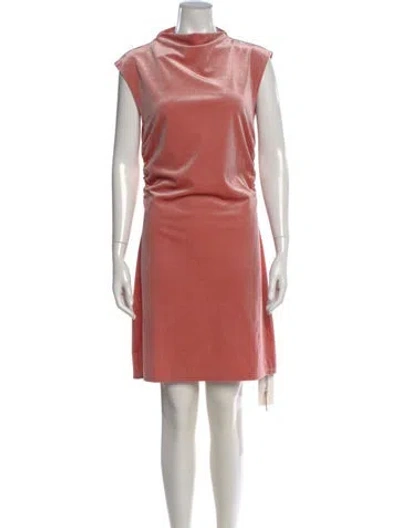 Pre-owned Reformation Mock Neck Knee-length Dress In Pink
