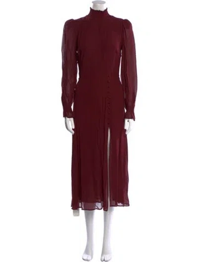 Pre-owned Reformation Mock Neck Long Dress In Burgundy