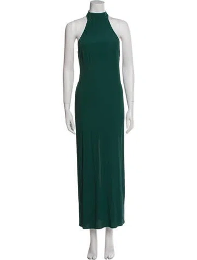 Pre-owned Reformation Mock Neck Long Dress In Green