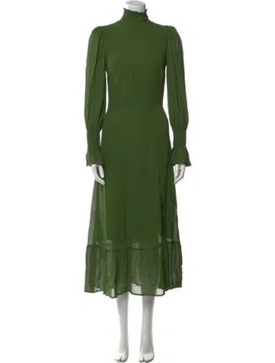 Pre-owned Reformation Mock Neck Long Dress In Green