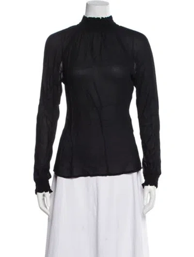 Pre-owned Reformation Mock Neck Long Sleeve Blouse In Gray