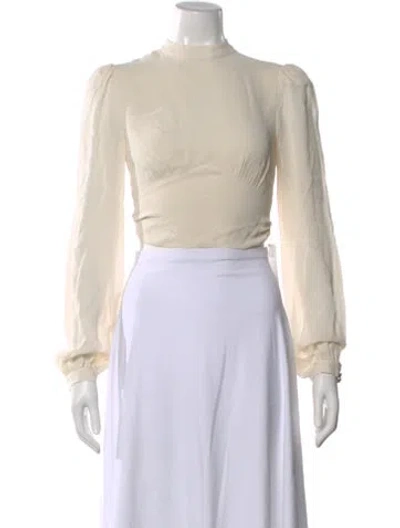 Pre-owned Reformation Mock Neck Long Sleeve Crop Top In Neutral
