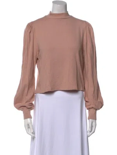 Pre-owned Reformation Mock Neck Long Sleeve Crop Top In Pink