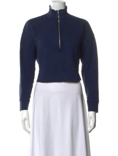 Pre-owned Reformation Mock Neck Long Sleeve Sweatshirt In Blue