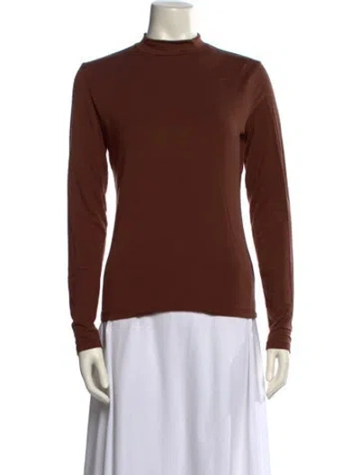 Pre-owned Reformation Mock Neck Long Sleeve Sweatshirt In Brown