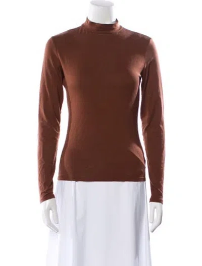 Pre-owned Reformation Mock Neck Long Sleeve Sweatshirt In Brown