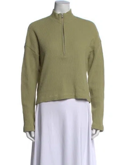 Pre-owned Reformation Mock Neck Long Sleeve Sweatshirt In Green