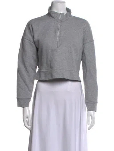 Pre-owned Reformation Mock Neck Long Sleeve Sweatshirt In Grey