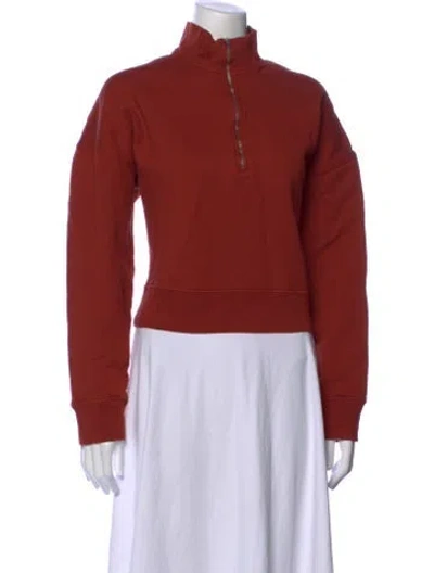 Pre-owned Reformation Mock Neck Long Sleeve Sweatshirt In Orange