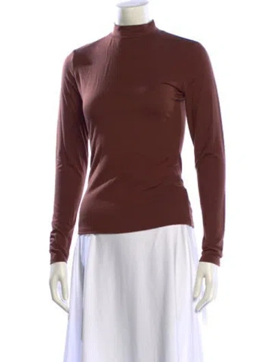 Pre-owned Reformation Mock Neck Long Sleeve Sweatshirt W/ Tags In Brown