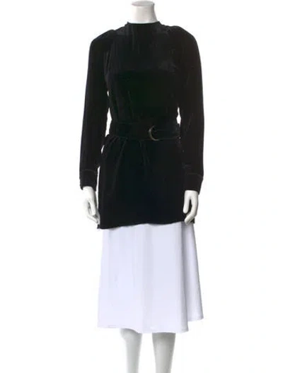 Pre-owned Reformation Mock Neck Long Sleeve Tunic In Black