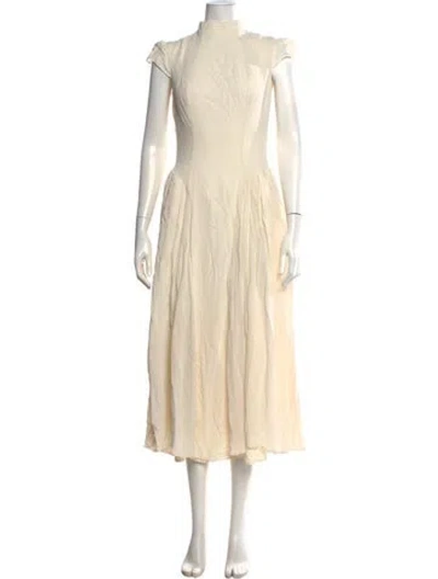 Pre-owned Reformation Mock Neck Midi Length Dress In Neutrals