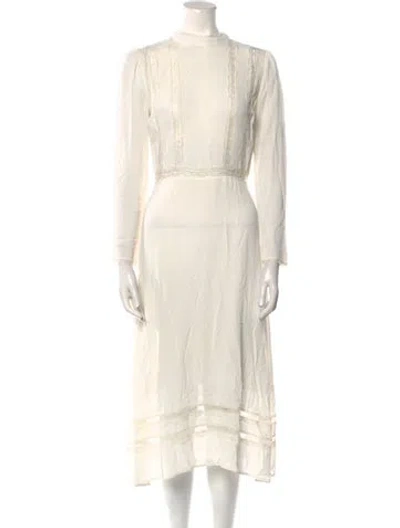Pre-owned Reformation Mock Neck Midi Length Dress In White