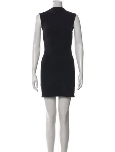Pre-owned Reformation Mock Neck Mini Dress In Black
