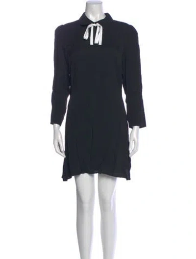 Pre-owned Reformation Mock Neck Mini Dress In Blue