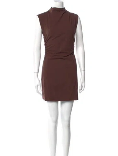 Pre-owned Reformation Mock Neck Mini Dress In Brown