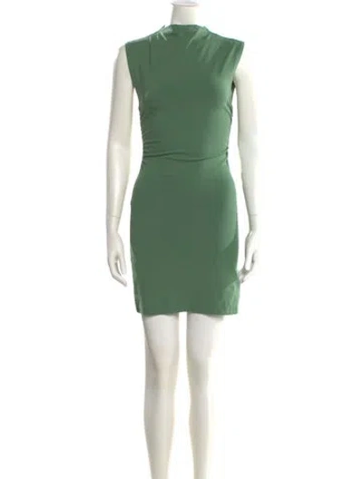 Pre-owned Reformation Mock Neck Mini Dress In Green