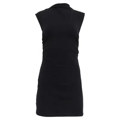 Reformation Mock Neck Mini Dress In Black Cotton