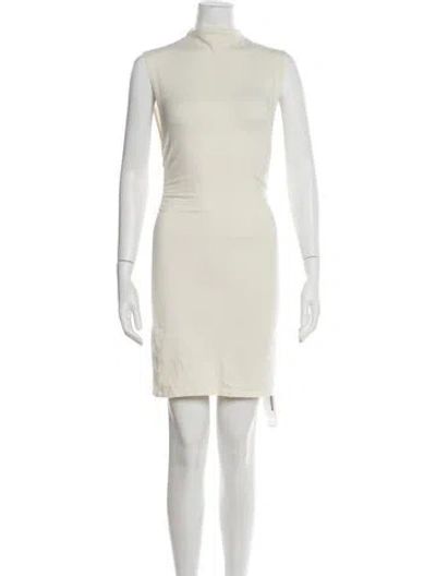 Pre-owned Reformation Mock Neck Mini Dress In Neutral