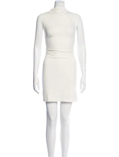 Pre-owned Reformation Mock Neck Mini Dress In Neutral