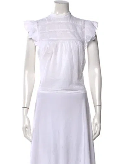 Pre-owned Reformation Mock Neck Short Sleeve Blouse In Neutral