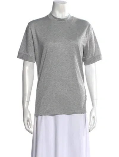 Pre-owned Reformation Mock Neck Short Sleeve T-shirt In Gray