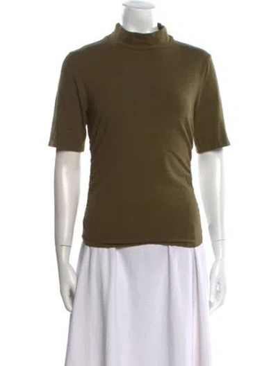 Pre-owned Reformation Mock Neck Short Sleeve T-shirt In Green