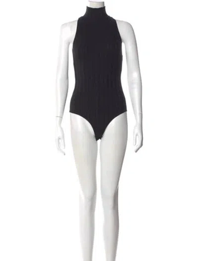 Pre-owned Reformation Mock Neck Sleeveless Bodysuit In Black