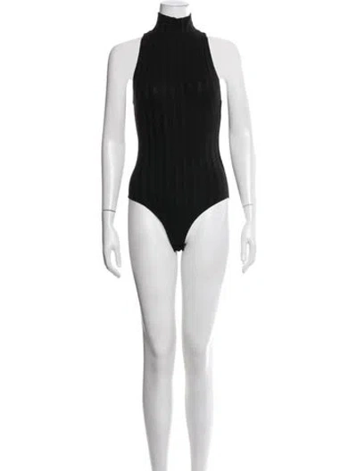 Pre-owned Reformation Mock Neck Sleeveless Bodysuit In Black