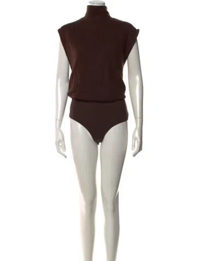 Pre-owned Reformation Mock Neck Sleeveless Bodysuit In Brown