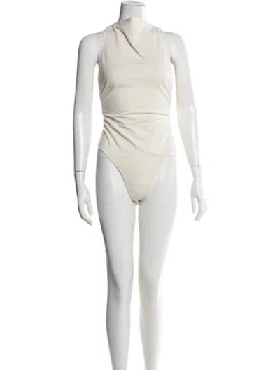 Pre-owned Reformation Mock Neck Sleeveless Bodysuit In Neutral