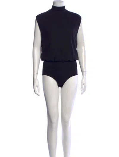 Pre-owned Reformation Mock Neck Sleeveless Bodysuit W/ Tags In Black