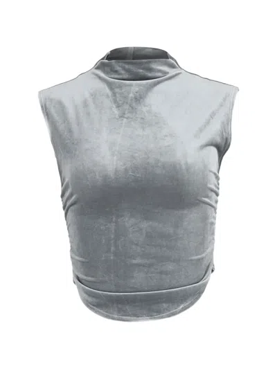 Pre-owned Reformation Mock-neck Sleeveless Crop Top In Gray