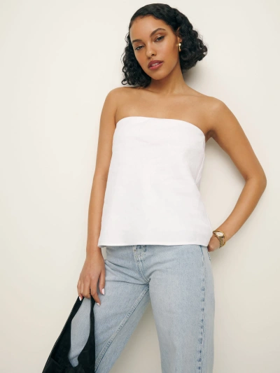 Reformation Mollie Linen Top In White