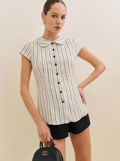 Reformation Molly Linen Shirt In Elsie Stripe