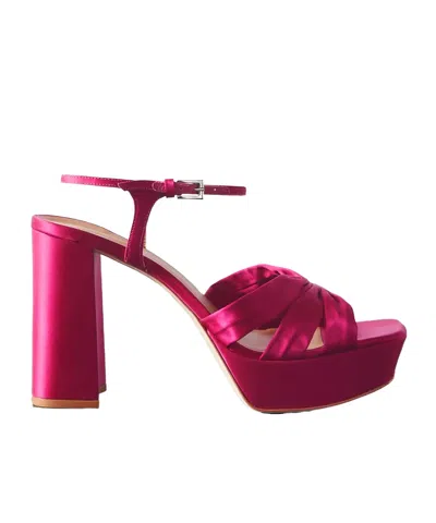 Reformation Monetta Satin Platform Sandals In Red
