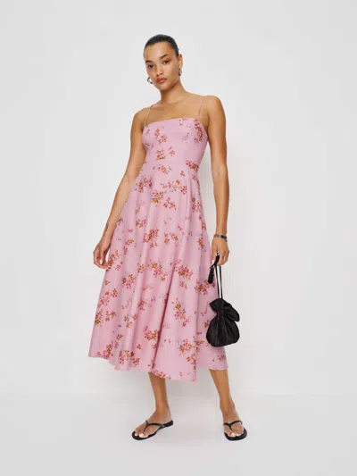 Reformation Monette Linen Dress In Pink