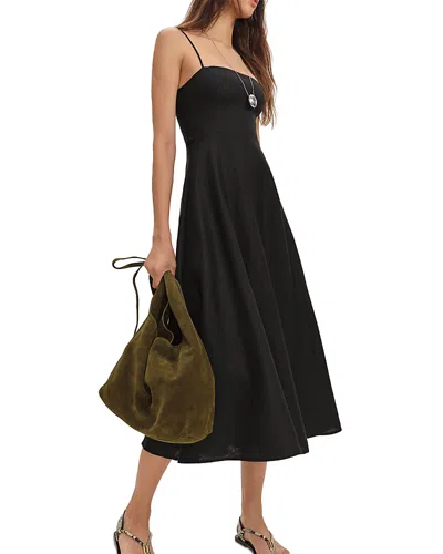 Reformation Monette Linen Dress In Black