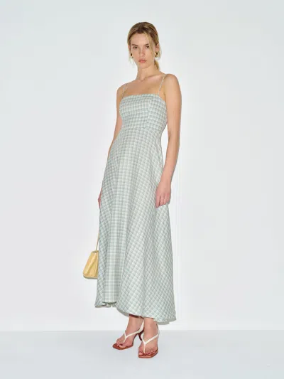 Reformation Monette Linen Dress Blue 0 In Gray