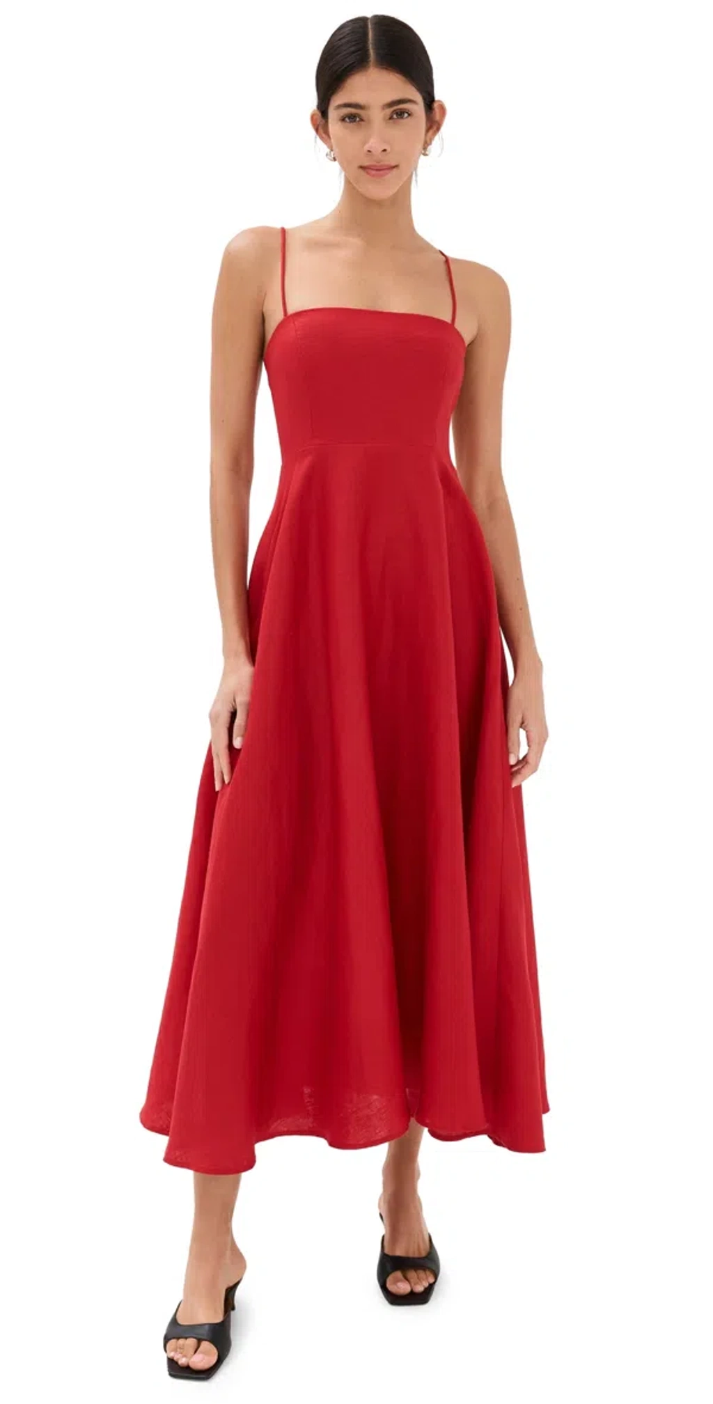 Reformation Monette Linen Dress In Cherry | ModeSens